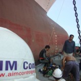 Ship hull cleaning underwater work in Vietnam